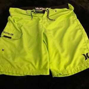 Hurley NEON GREEN Swimming Swim Trunks RARE Board Shorts Swimsuit Mens XL RARE
